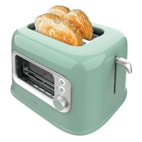 Cecotec Vertikaler Toaster RetroVision Green, 700W Leistung, 2 Extra-breite Schlitze, Einzigartiges Anzeige-Design, Bräunungssteuerung, Retro-Design, Staubabdeckung von Cecotec