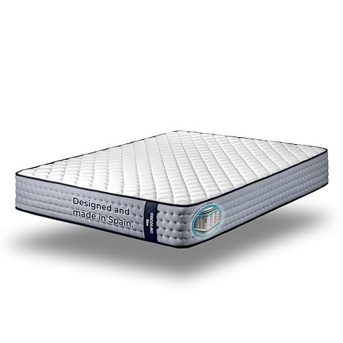 Cecotec Viskoelastische Matratze und Taschenfedern Flow 6680 Hybrid 135x200. Mehrschichtig, Höhe 26 cm, hohe Festigkeit, Unabhängigkeit Liegeflächen, Atmungsaktivität, Doppelseitigkeit Winter/Sommer von Cecotec