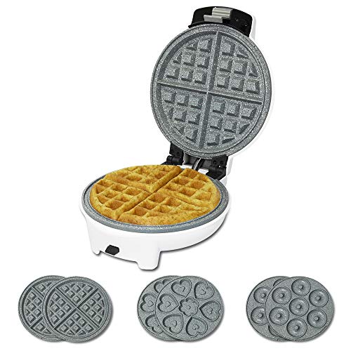 Cecotec Waffeleisen Fun Gofrestone.RockStone Antihaftbeschichtung, 3 austauschbare Platten (Waffeln, Saloons, Muffins) Spülmaschinenfest, 700 W. von Cecotec