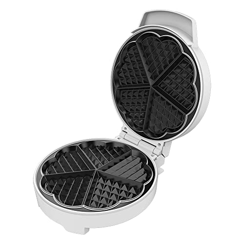 Cecotec Waffeleisen Fun Gofrestone Sweetie. 1000 W, Kapazität für 1 große Waffel oder 5 Herzwaffeln, Antihaftbeschichtung, Edelstahl von Cecotec