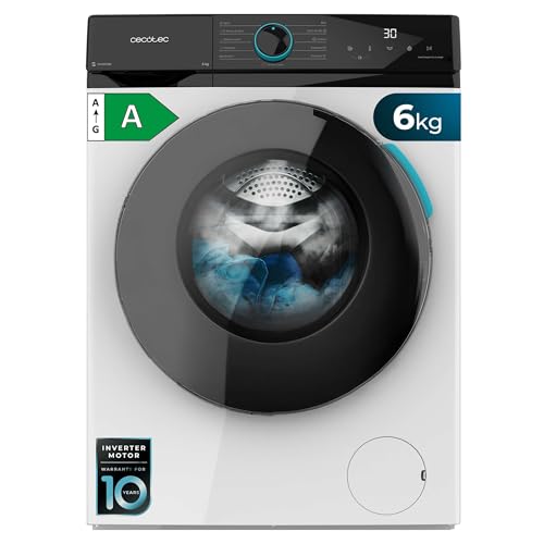 Cecotec Waschmaschine 6Kg Frontlader Bolero DressCode 6160: 1200 U/min, 11 Programme, niedriger Verbrauch, Inverter Plus Motor, Steam Max, Trommelreinigung, Schnellprogramm 15', LED-Anzeige Cecotec Waschmaschine 6Kg Frontlader Bolero DressCode 6160: 1200 U/min, 11 Programme, niedriger Verbrauch, Inverter Plus Motor, Steam Max, Trommelreinigung, Schnellprogramm 15', LED-Anzeige von Cecotec