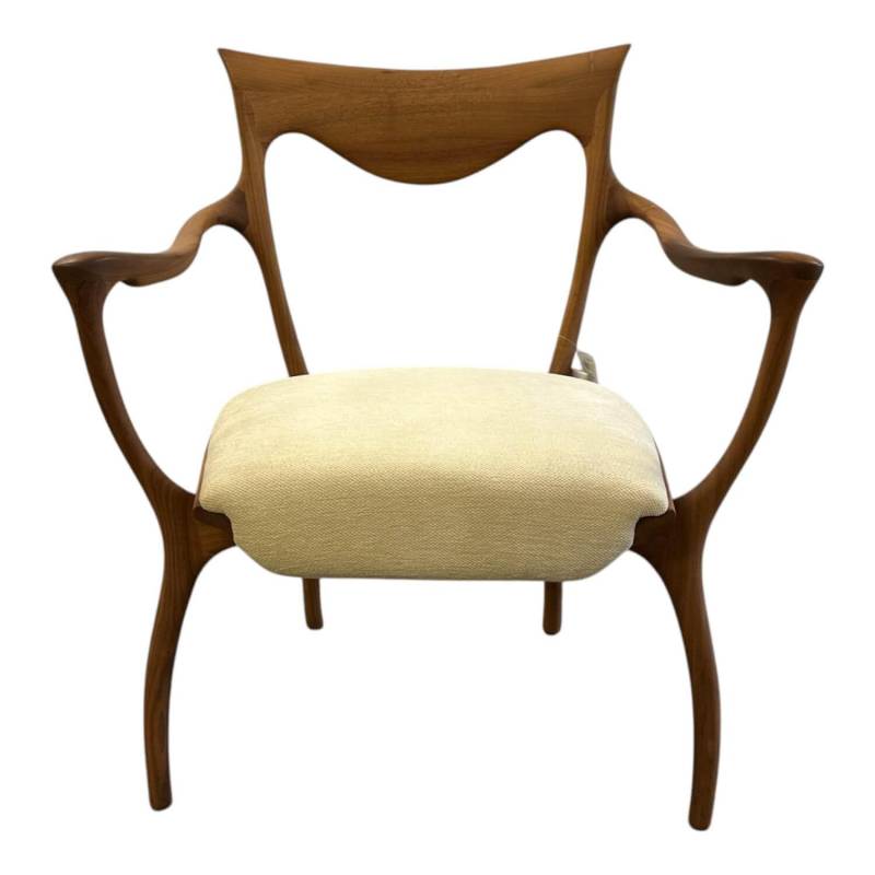 Sessel Hypnos Sitzfläche Stoff Beige Creme Gestell Amerikanischer Nussbaum Massi... von Cecotti