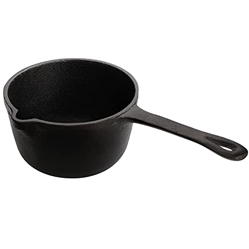 Cedilis Gusseisen-Brattopf mit Griff, robuste Konstruktion, Soßentopf zum Grillen und Ofen, 1 Quart/900 ml, Schwarz von Cedilis