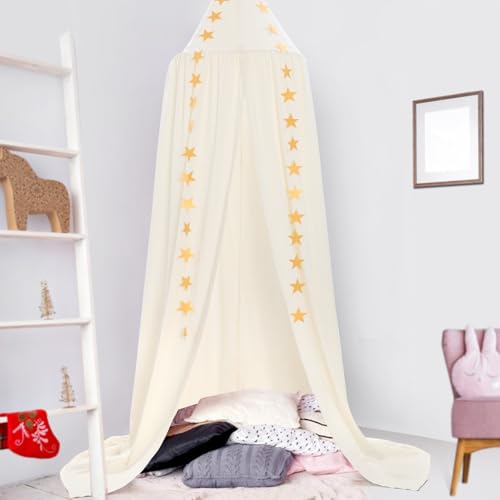 CeeKii Baldachin Kinderzimmer Betthimmel Babybett, Himmelbett Vorhänge Babyzimmer Deko mit Sternen, Babybett Himmel Moskitonetz für Kinder Prinzessin Mädchen Jungen von CeeKii