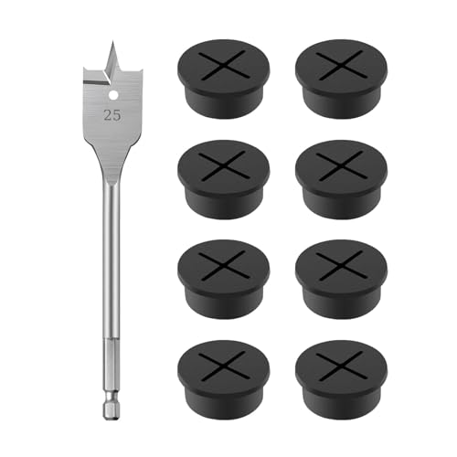 Ceeyoll 8 Stück Flexible Silikon Kabeldurchführung, Kabel Loch Tüllen，KabeldurchfüHrung Schreibtisch，25mm SchreibtischdurchfüHrung，Für Schreibtisch, Computertisch, Arbeitsplatten Schwarz von Ceeyoll