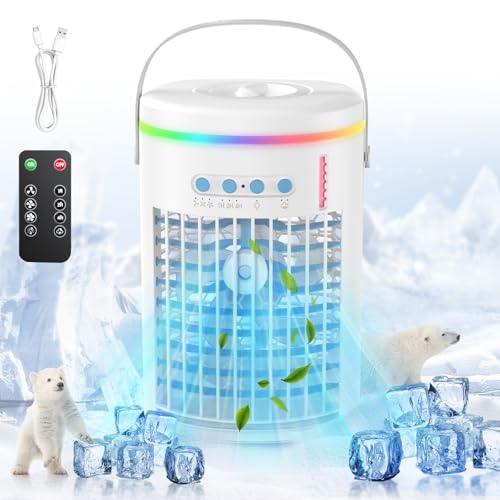 Mobile Klimageräte Luftkühler,1400ML Tragbare Mini-Klimaanlage und Luftbefeuchter mit Fernbedienung,3 Geschwindigkeits Mini Verdunstungs Klimagerät Air Cooler für Hause,Büro,Reisen Mobile Klimageräte Luftkühler,1400ML Tragbare Mini-Klimaanlage und Luftbefeuchter mit Fernbedienung,3 Geschwindigkeits Mini Verdunstungs Klimagerät Air Cooler für Hause,Büro,Reisen von Cefenglin