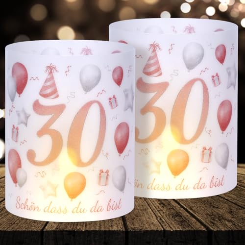 16 Windlichter Tischdeko Deko 30 Geburtstag Mann Frau 30 Geburtstag Tischdeko für Partys, Taufen, Kommunionen, Konfirmationen, Bar/Bat Mitzvahs Teelicht oder Kerzen Deko (Pink) von Cefoaie