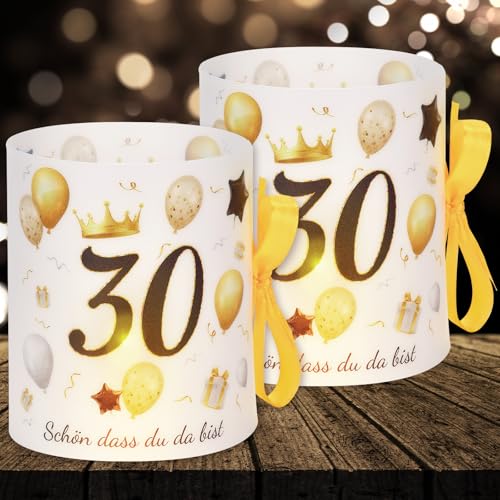 16 Windlichter Tischdeko Deko 30 Geburtstag Mann Frau 30 Geburtstag Tischdeko für Partys, Taufen, Kommunionen, Konfirmationen, Bar/Bat Mitzvahs Teelicht oder Kerzen Deko (mit farbigen Seilen) von Cefoaie