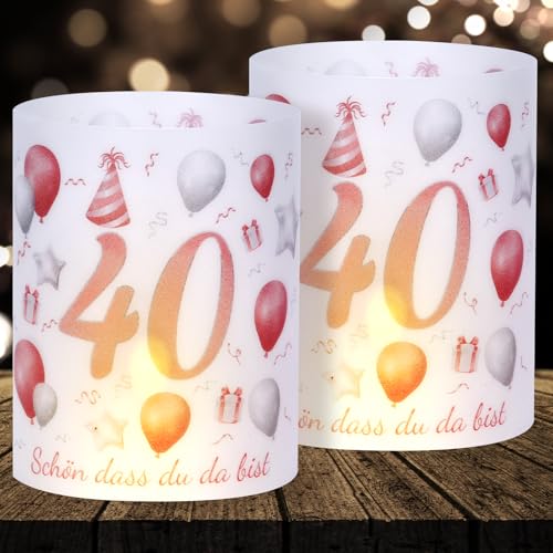 16 Windlichter Tischdeko Deko 40 Geburtstag Mann Frau 40 Geburtstag Tischdeko für Partys, Taufen, Kommunionen, Konfirmationen, Bar/Bat Mitzvahs Teelicht oder Kerzen Deko (Pink) von Cefoaie