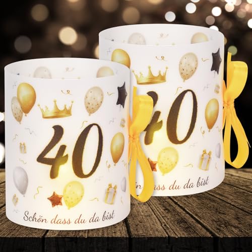 16 Windlichter Tischdeko Deko 40 Geburtstag Mann Frau 40 Geburtstag Tischdeko für Partys, Taufen, Kommunionen, Konfirmationen, Bar/Bat Mitzvahs Teelicht oder Kerzen Deko (mit farbigen Seilen) von Cefoaie