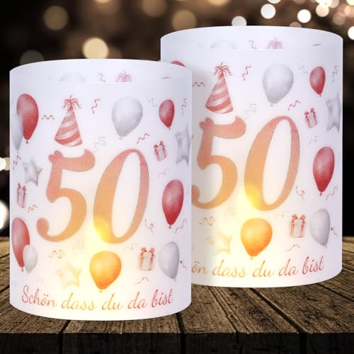 16 Windlichter Tischdeko Deko 50 Geburtstag Mann Frau 50 Geburtstag Tischdeko für Partys, Taufen, Kommunionen, Konfirmationen, Bar/Bat Mitzvahs Teelicht oder Kerzen Deko (Pink) von Cefoaie