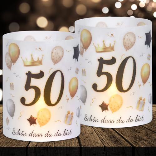 16 Windlichter Tischdeko Deko 50 Geburtstag Mann Frau 50 Geburtstag Tischdeko für Partys, Taufen, Kommunionen, Konfirmationen, Bar/Bat Mitzvahs Teelicht oder Kerzen Deko von Cefoaie
