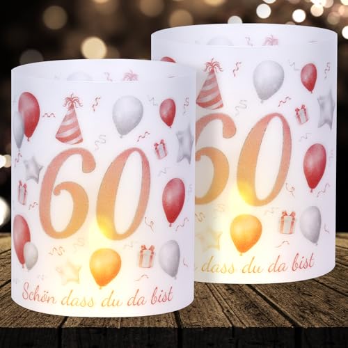 16 Windlichter Tischdeko Deko 60 Geburtstag Mann Frau 60 Geburtstag Tischdeko für Partys, Taufen, Kommunionen, Konfirmationen, Bar/Bat Mitzvahs Teelicht oder Kerzen Deko (Pink) von Cefoaie
