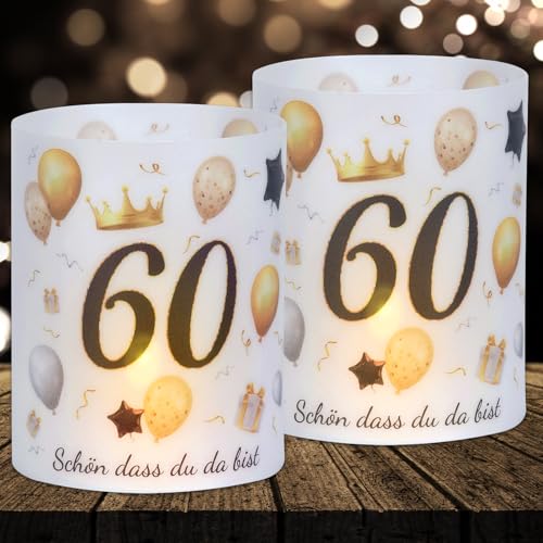 16 Windlichter Tischdeko Deko 60 Geburtstag Mann Frau 60 Geburtstag Tischdeko für Partys, Taufen, Kommunionen, Konfirmationen, Bar/Bat Mitzvahs Teelicht oder Kerzen Deko von Cefoaie