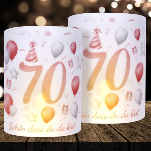 16 Windlichter Tischdeko Deko 70 Geburtstag Mann Frau 70 Geburtstag Tischdeko für Partys, Taufen, Kommunionen, Konfirmationen, Bar/Bat Mitzvahs Teelicht oder Kerzen Deko (Pink) von Cefoaie