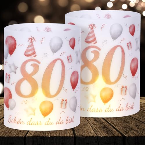 16 Windlichter Tischdeko Deko 80 Geburtstag Mann Frau 80 Geburtstag Tischdeko für Partys, Taufen, Kommunionen, Konfirmationen, Bar/Bat Mitzvahs Teelicht oder Kerzen Deko (Pink) von Cefoaie