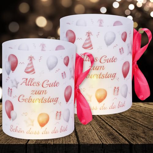 16 Windlichter Tischdeko Deko Geburtstag Mann Frau Geburtstag Tischdeko für Partys, Taufen, Kommunionen, Konfirmationen, Bar/Bat Mitzvahs Teelicht oder Kerze Deko (Rosa mit Buntem Seil) von Cefoaie