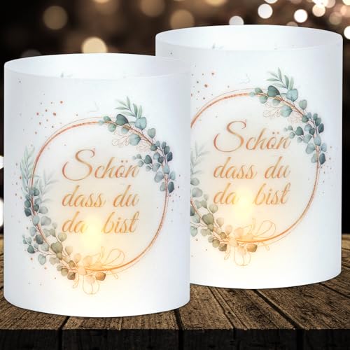 16 Windlichter Tischdeko Geburtstag, Hochzeit, Taufe, Kommunion, Schön DASS Du Da Bist Deko Party für Mann, Frau, Junge, Mädchen für Teelichter und Kerzendeko von Cefoaie