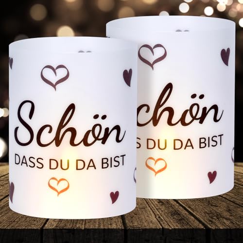 16 Windlichter Tischdeko Geburtstag Taufe Kommunion Jungen Mädchen Schön DASS du da bist Deko für Teelichter und Kerzendekoration von Cefoaie