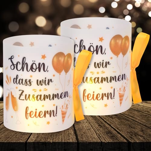 16 Windlichter Tischdeko Geburtstag Tischdeko Karneval Tischdeko Fasching Tischdeko Jungen Mädchen Schön, DASS wir zusammen feiern, für Teelichter und Kerzen Deko (mit farbigen Seilen) von Cefoaie