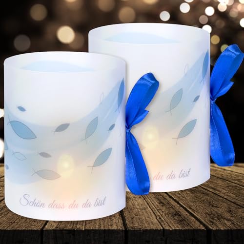 16 Windlichter Tischdeko Taufe Deko, Kommunion Deko, Erstkommunion Deko, Konfirmation Deko für Jungen und Mädchen, geeignet für Teelicht und Kerzen Deko (mit farbigen Seilen) von Cefoaie