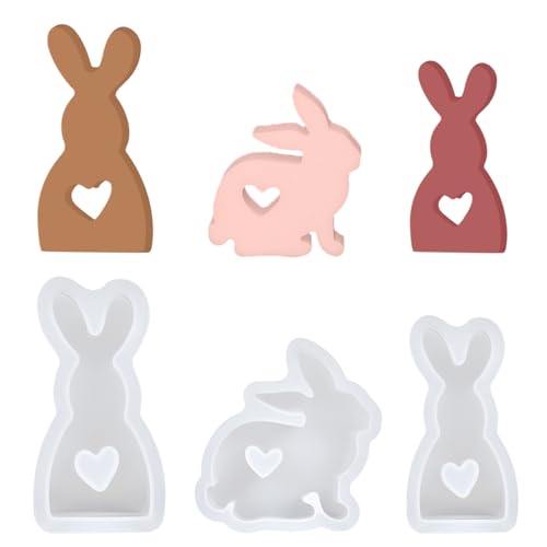3 Stück Silikonformen Gießformen Ostern, Kerzenformen, DIY Osterhase Dekoration für Halle Schlafzimmer Party von Cefoaie