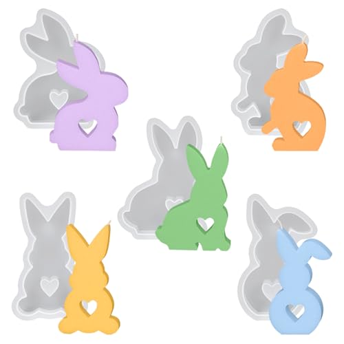 5 Stück Silikonformen Gießformen Ostern, Kerzenformen, DIY Osterhase Dekoration für Halle Schlafzimmer Party von Cefoaie