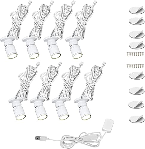 Mini LED Spots Vitrinenbeleuchtung, dimmbar Einbaustrahler, Nachtlicht mit Drehbar Licht Kopf für Zuhause, Restaurants, Schrankbeleuchtung(1W, 8-Stück, Weiß) von Cefrank