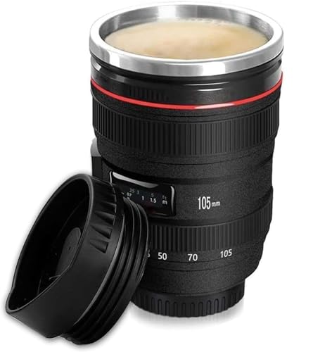 Objektiv Tasse Kamera Kaffeebecher, Kameraobjektiv-KaffeetasseGeschenk für Fotografie-Enthusiasten - 350ml Schwarz von Cefrank