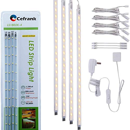 Cefrank Vitrinenbeleuchtung, 4x flache & erweiterbare LED Lichtleisten 40cm - Küchen Unterbauleuchten Set - EU-Stecker - Warmweiß Cefrank Vitrinenbeleuchtung, 4x flache & erweiterbare LED Lichtleisten 40cm - Küchen Unterbauleuchten Set - EU-Stecker - Warmweiß von Cefrank