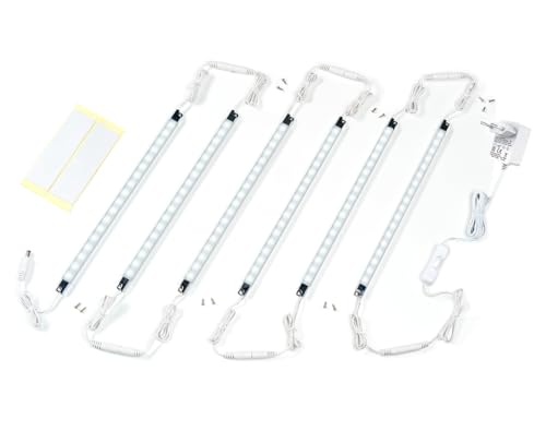 Cefrank Vitrinenbeleuchtung, 6x erweiterbare LED Lichtleisten 30cm - Küchen Unterbauleuchten Set - EU-Stecker - Weiß von Cefrank