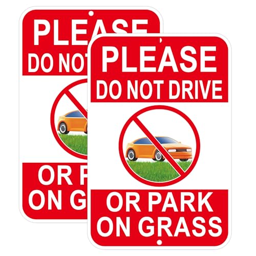 Schild mit Aufschrift "Please Do Not Drive or Park on Gras", Rot und Weiß, Aluminium, 30,5 x 45,7 cm, 2 Stück Schild mit Aufschrift "Please Do Not Drive or Park on Gras", Rot und Weiß, Aluminium, 30,5 x 45,7 cm, 2 Stück von Cefrashi