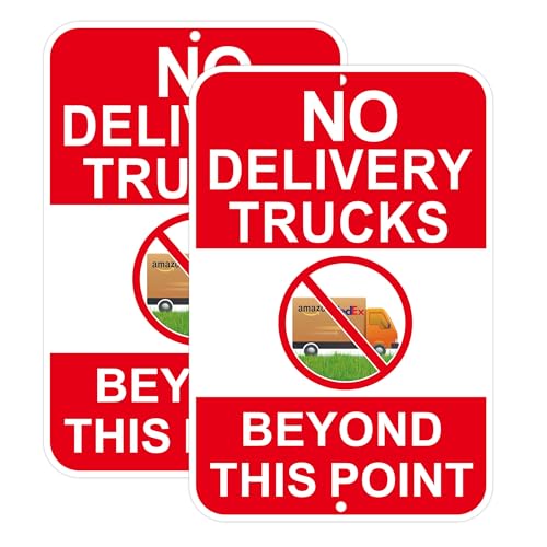 Warnschild "No Delivery Trucks Beyond This Point", rotes Aluminium-Warnschild, 30,5 x 45,7 cm, 2 Stück Warnschild "No Delivery Trucks Beyond This Point", rotes Aluminium-Warnschild, 30,5 x 45,7 cm, 2 Stück von Cefrashi