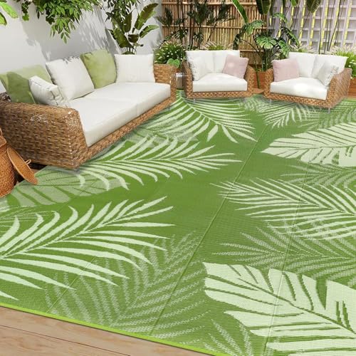 Cekene Outdoor Teppich Wetterfest 245x305cm Teppich Camping Aussen Wasserfest UV-Beständig Reversible Matte Plastik Leichtgewicht für Draußen Balkon Garten von Cekene
