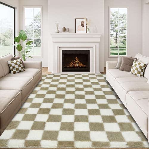 Cekene Shaggy-Teppiche für Wohnzimmer, groß, beige, 160 x 230 cm, ultraweich, waschbar, Teppiche für Schlafzimmer, flauschig, rutschfest, Boden-Teppich für Lounge, Kinderspielzimmer, Schlafsaal Cekene Shaggy-Teppiche für Wohnzimmer, groß, beige, 160 x 230 cm, ultraweich, waschbar, Teppiche für Schlafzimmer, flauschig, rutschfest, Boden-Teppich für Lounge, Kinderspielzimmer, Schlafsaal von Cekene