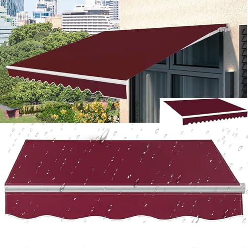 CekoCk Ersatz-oberbezug für Einziehbare Sonnensegel-markise Draussen Wasserdichtes Vordach überdachung Aus 100% 280g Polyester für Fenster Tür Markt,kein Rahmen(Size:3x2.5m,Color:Rot) von CekoCk