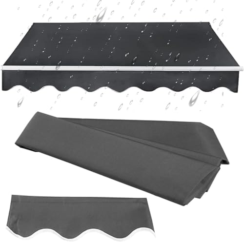 CekoCk Ersatzstoff für Einziehbares Markisenoberteil (ohne Rahmen) Sonnenschutzüberdachung für Den Außenbereich Wasserdichtes Polyester für Hof Deck Balkon Grau(Size:3.5x2.5m,Color:Grau) von CekoCk