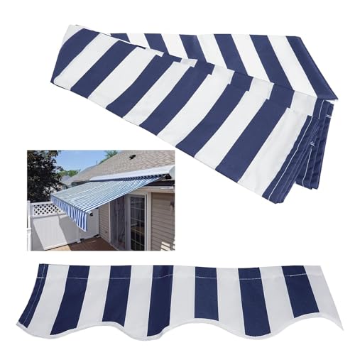 Einziehbare Terrasse Markise Stoff Ersatz wasserdichte Polyester Shade Cover Sonnenschirm Markise Abdeckung für Den Außenbereich Canopy Canvas für Hof Deck Balk(Size:3x2m,Color:Blaue weiße Streifen) von CekoCk