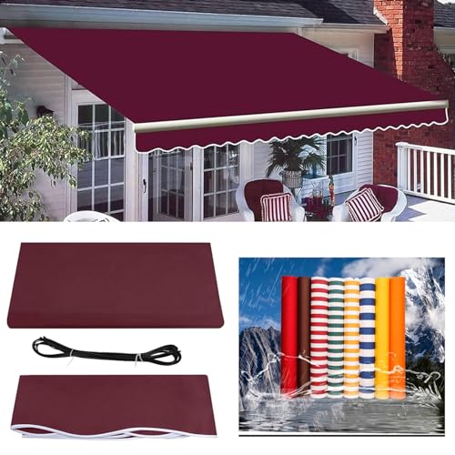 Ersatzstoff für Einziehbare Terrassenmarkise (ohne Rahmen) 100% 280g Polyester Sonnenschutz für Fenster und Türen Aus Segeltuch mit Frontschürze für Hof Deck(Size:10x8.2ft,Color:Rot) von CekoCk