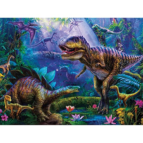 5D Diamond Painting Set groß,Dinosaurier DIY Diamant Painting Kit für Erwachsene Kinder,Kristall Strass Stickerei Kreuzstich Kunst,Wohnzimmer Schlafzimmer Büro Wand Dekoration Round Drill 30x40cm von Cekog