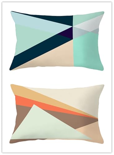Cekog Grün Braun Orange Lendenwirbel-Kissenbezüge für den Außenbereich,Rechteckig Taille Kissenbezüge,30x50cm 2er-Set,Heimdekoration Leinen Taille Kissenbezüge für Couch,Sofa,Stuhl,Garten Dekoration von Cekog