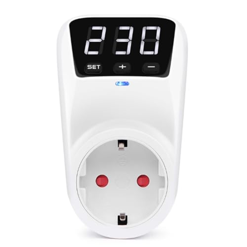 Celabie LED-Display Spannungsschutz Steckdose AC 230V, Einstellbarer 16A Leistungsschutz-Stecker mit Automatischer Rücksetzfunktion, EU-Stecker von Celabie