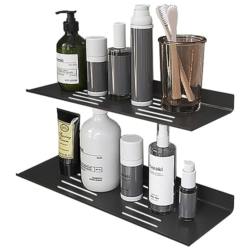 Celbon 30CM Schwarze Duschablage Ohne Bohren Edelstahl Rostfrei Duschregal Wandmontage, Selbstklebend Badezimmer Organizer(2 Stück) von Celbon