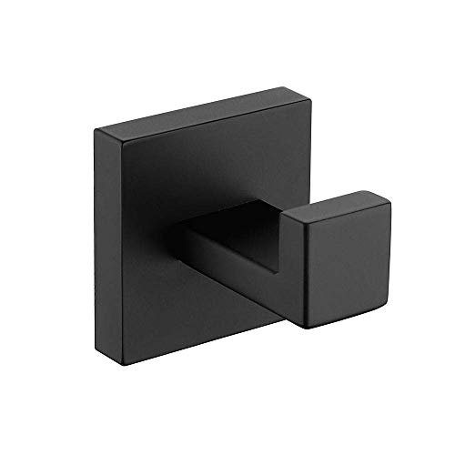 Celbon 304 Edelstahl Schwarz Handtuchhaken,Wandmontiertes Modern Handtuch Robe Kleiderhaken Bademantelhaken Quadrat for Badezimmer von Celbon