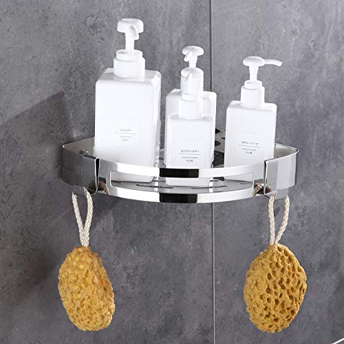 Celbon Edelstahl Badezimmer Küche Duschregal Wandmontage mit 2 Haken Duschregal Eckregal Duschkorb Wasserdicht (Dreieck) von Celbon