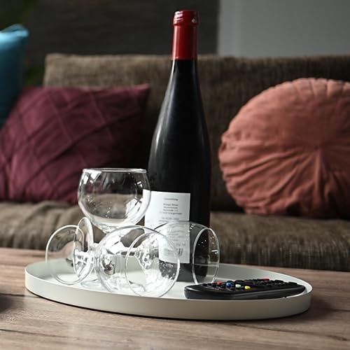 CeleBig® Deko Tablett Rund ø40cm | Dekoteller und Dekotablett aus Metall Weiß | Serviertablett Weiß | Tischdeko | Adventskranzhalter | Halter für Kerzen | Zeitloses Design | Geschenkidee von CeleBig
