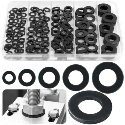 Celepoir 150 Stück Unterlegscheiben Set aus Kohlenstoffstahl, 5 Größen Flachscheiben (M4 M5 M6 M8 M10), Dichtungs- & Sicherungsscheiben für DIY, Dichtung Beilagscheiben für Schrauben & Gewindestangen Celepoir 150 Stück Unterlegscheiben Set aus Kohlenstoffstahl, 5 Größen Flachscheiben (M4 M5 M6 M8 M10), Dichtungs- & Sicherungsscheiben für DIY, Dichtung Beilagscheiben für Schrauben & Gewindestangen von Celepoir