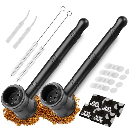 Celepoir 2 Stück Mini Pfeife Set, Kleine Tragbare Rauchpfeife, Schwarz Aluminium Pfeifen mit 10 Metallfilter & 4 Reinigungsbürsten, Zerlegbare Metallpfeifen als Geschenk für Vater, Ehemann Celepoir 2 Stück Mini Pfeife Set, Kleine Tragbare Rauchpfeife, Schwarz Aluminium Pfeifen mit 10 Metallfilter & 4 Reinigungsbürsten, Zerlegbare Metallpfeifen als Geschenk für Vater, Ehemann von Celepoir