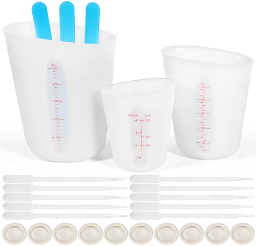 Celepoir 3 Stück Silikon Messbecher, 125/250/500ml Silikonbecher zum Gießen, Silikonbecher Epoxidharz mit Rührstab aus Silikon, Fingerlinge & Pipetten, für Epoxidharz, Gießformen, Diy, Basteln, Labor Celepoir 3 Stück Silikon Messbecher, 125/250/500ml Silikonbecher zum Gießen, Silikonbecher Epoxidharz mit Rührstab aus Silikon, Fingerlinge & Pipetten, für Epoxidharz, Gießformen, Diy, Basteln, Labor von Celepoir