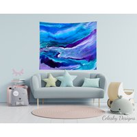 Abstrakter Blauer Wandteppich Psychadelic Abstrakte Kunst Wandbehang Künstlerisch Einzigartig Bunt Günstiges Geschenk Blau Ozean Wandteppiche Abstrakter Blauer Wandteppich Psychadelic Abstrakte Kunst Wandbehang Künstlerisch Einzigartig Bunt Günstiges Geschenk Blau Ozean Wandteppiche von CeleskyDesigns